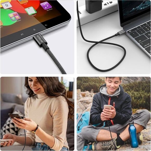 USB C to USB C Cable, 100W 5A Super Fast Charging Cables 2 Pack (5ft and 6.5ft) - Picture 6 of 6